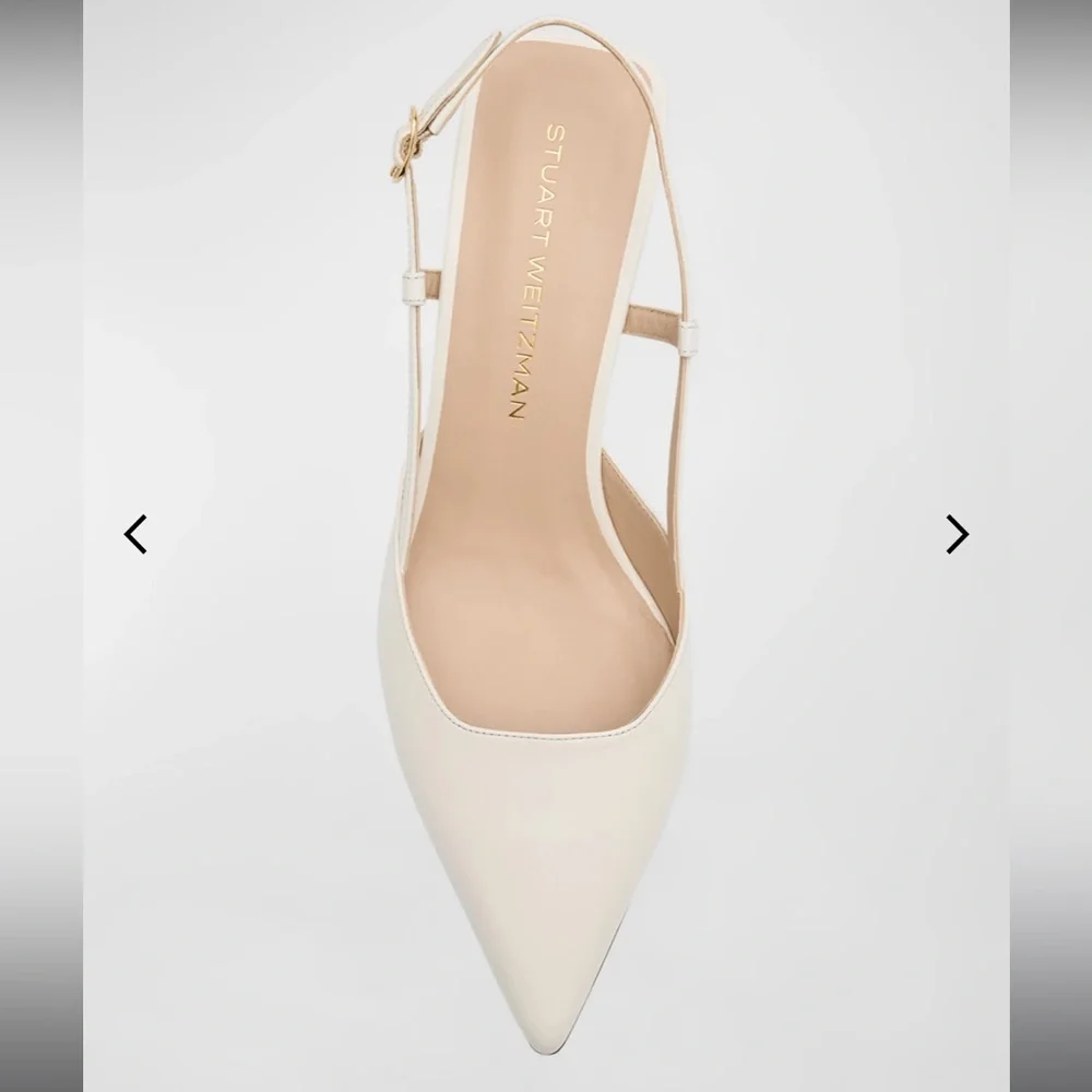 Stuart Weitzman Vinnie Leather Kitten Slingback - Picture 2 of 8